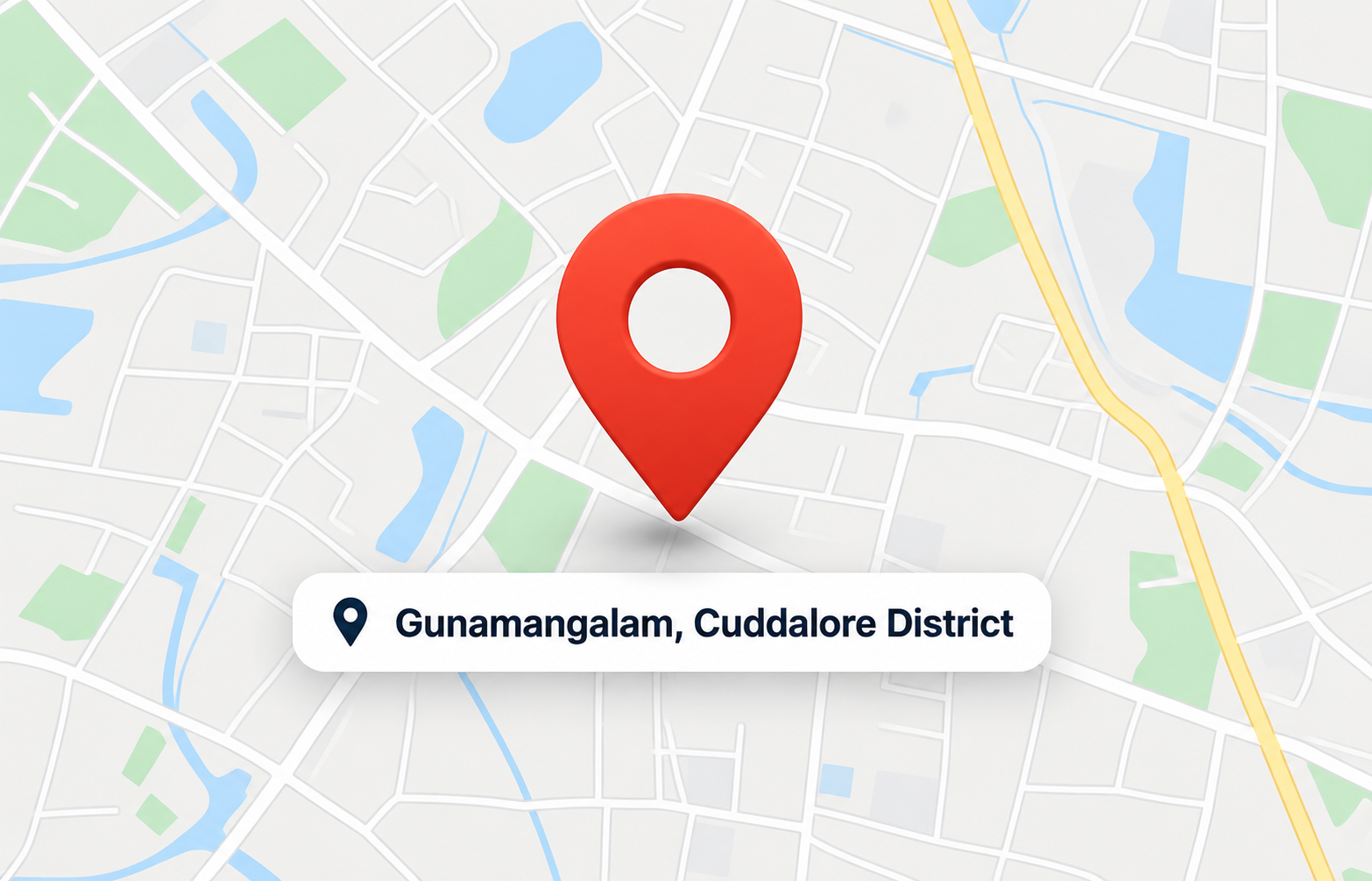 Stylized location marker for Velorr Industries in Gunamangalam